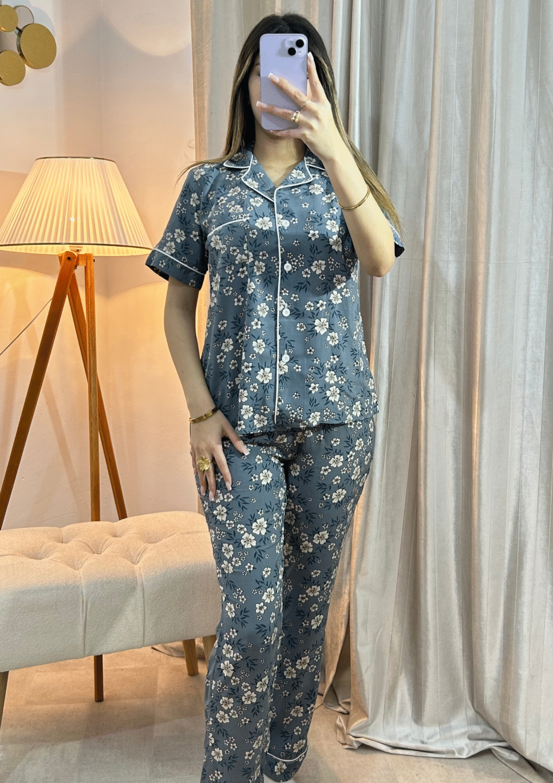 Pyjama Floral -Gris